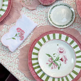 Servilleta Big Daisy en Lino Blanco con Bordado de Flor en Rosa. Set de 4