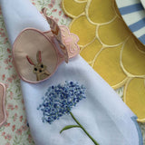 Servilleteros con Bordado de Pascua en Loneta de Algodon y Lino. Set de 4