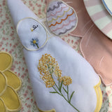 Servilleteros con Bordado de Pascua en Loneta de Algodon y Lino. Set de 4