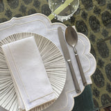 Individuales Hannah en Algodon Blanco con Bordado Ivory. Set de 4