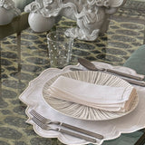 Servilletas Jimmy en Lino Blanco con Bordado Ivory. Set de 4