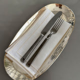 Servilletas Jimmy en Lino Blanco con Bordado Ivory. Set de 4