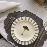 Plato Trinche Candy Cane Gris. Set de 4