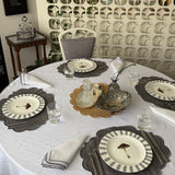 Plato Trinche Candy Cane Gris. Set de 4