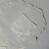 Individuales Hannah en Algodon Blanco con Bordado Ivory. Set de 4