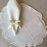 Servilleteros Moño de Terciopelo Ivory 22mm. Set de 4