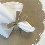 Servilleteros Moño de Terciopelo Beige 22mm. Set de 4