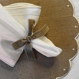 Servilleteros Moño de Terciopelo Beige 22mm. Set de 4