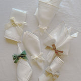 Servilleteros Moño de Terciopelo Ivory 22mm. Set de 4