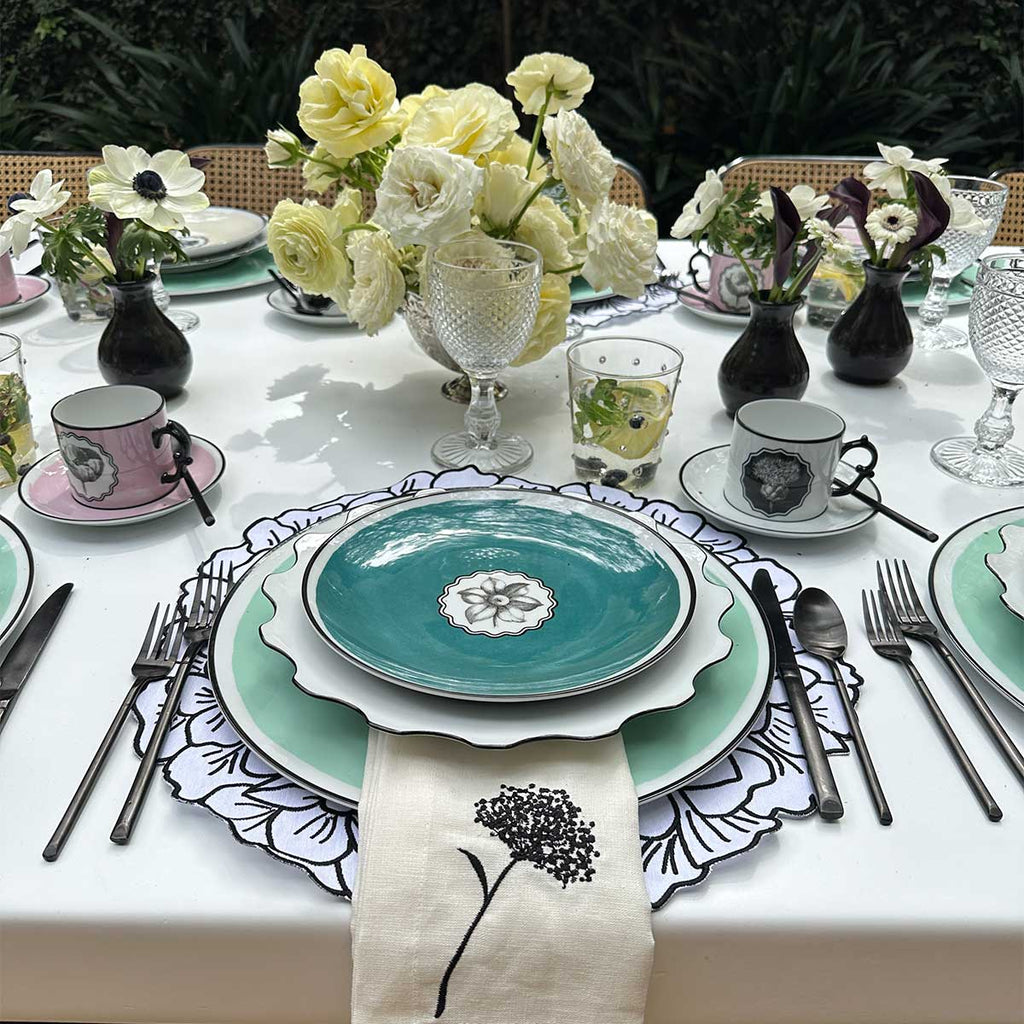 Plato Trinche Herbariae Blanco. Set de 4