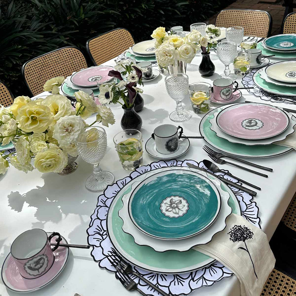 Juego de Taza con Platito para Té Herbariae Blanco. Set de 4