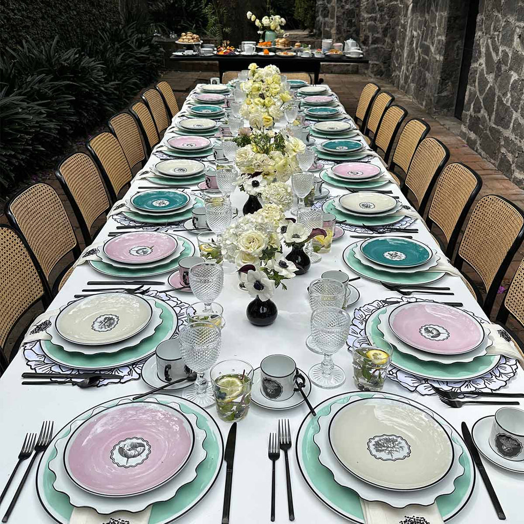 Plato Trinche Herbariae Blanco. Set de 4