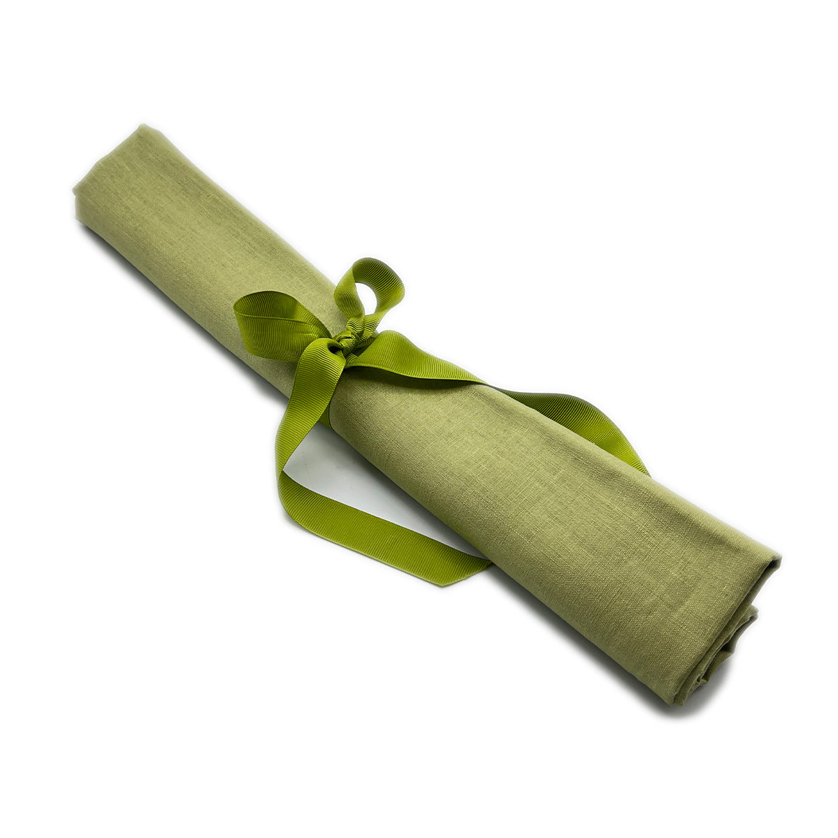 Camino de mesa de lino color verde seco