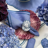 Servilleta Sofía en Lino Azul con Bordado Azul. Set de 4