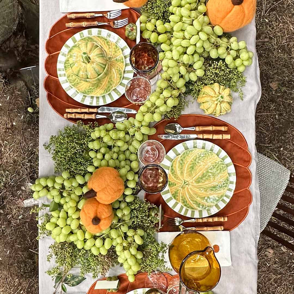 Plato Sopero con Tapa en Forma de Calabaza de Bordallo Pinheiro, 500 ml. Set de 4