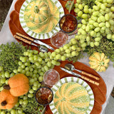 Porta Tarjetas para personalizar lugares en forma de Calabaza en Cerámica Verde, Set de 4