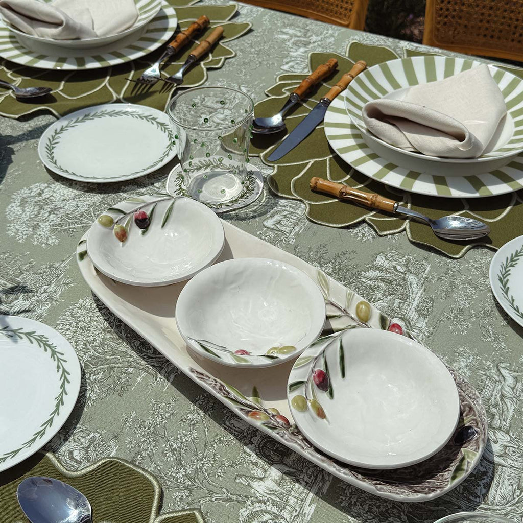 Set Charola con 3 Mini Bowls Olival 40 cm.