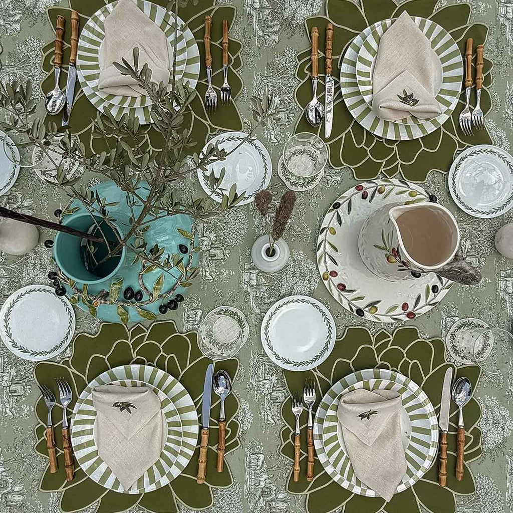 Platos Trinche Candy Cane Verde Olivo, set de 4