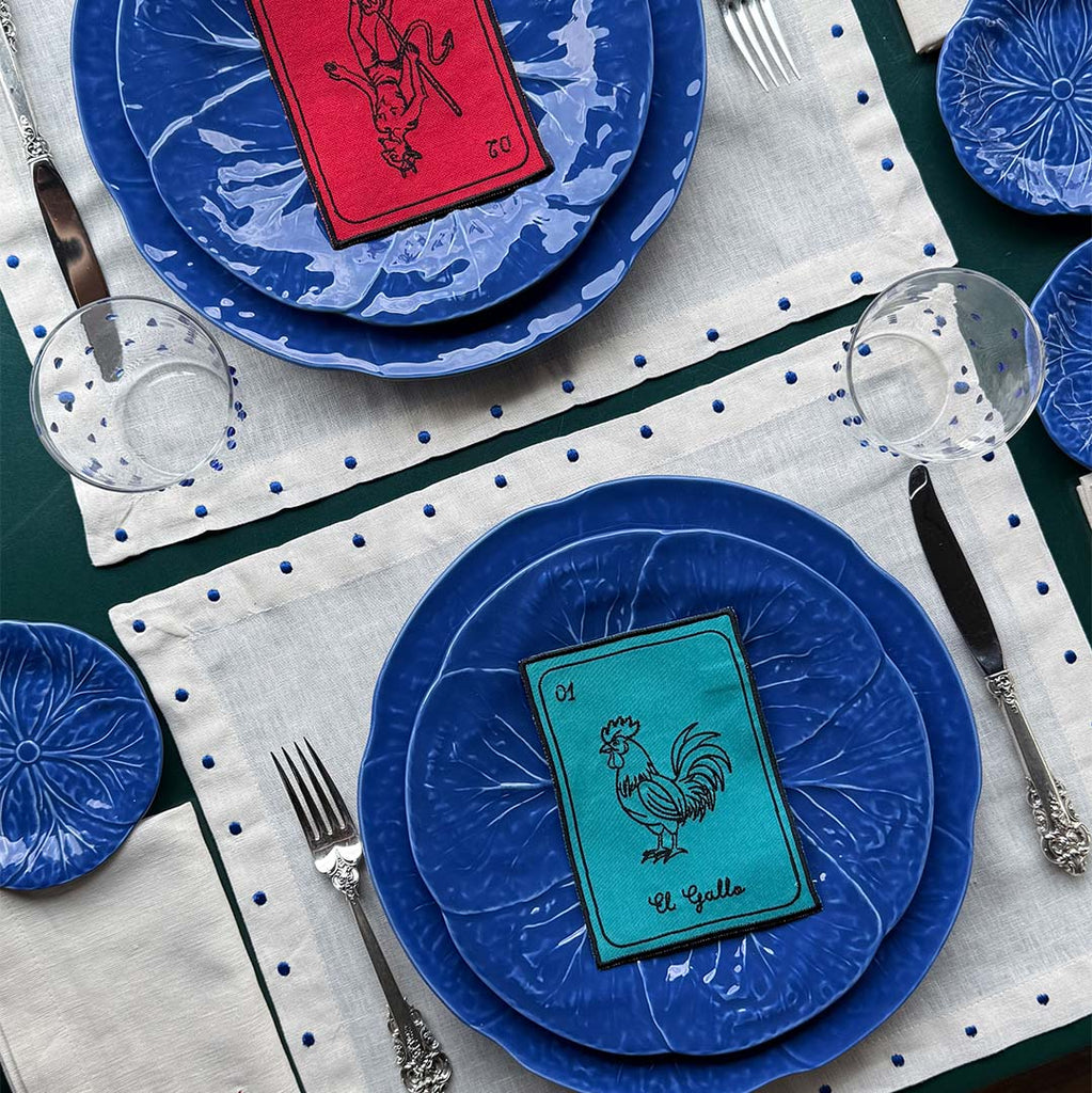 Plato Pan de Repollo Azul Cobalto. Set de 4