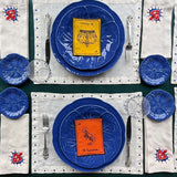 Plato Pan de Repollo Azul Cobalto. Set de 4
