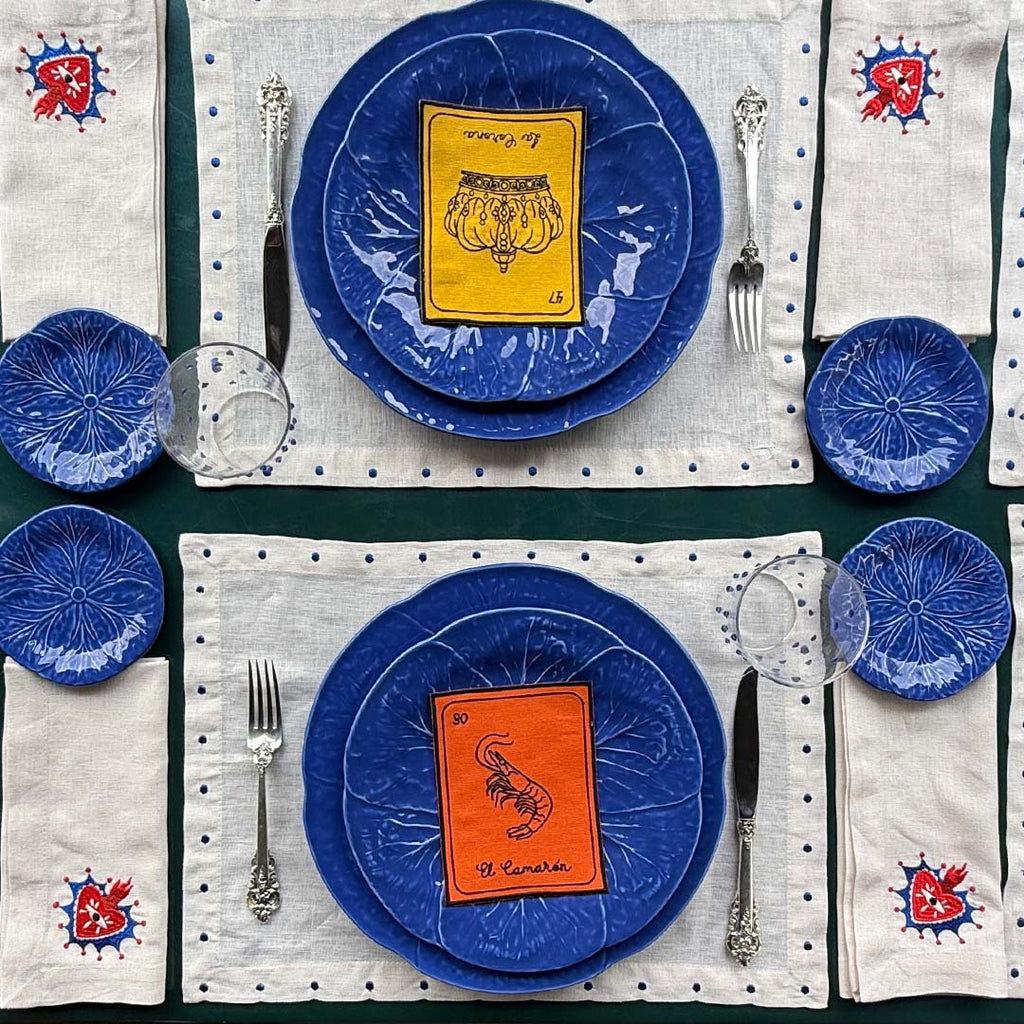 Plato Pan de Repollo Azul Cobalto. Set de 4