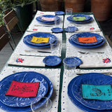 Plato Pan de Repollo Azul Cobalto. Set de 4
