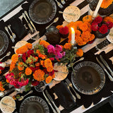 Platos Trinche Negro con Rayas Blancas, set de 4