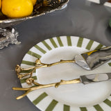 Cubiertos de Servicio para Pastel con Mango de Bronce en Forma de Ramitas Set de Pala y Cuchillo