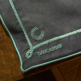Individuales Cowgirl en Lino Azul con Bordado Turquesa. Set de 4