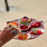 Plato con 7 Divisiones para Servir Ostiones y Almejas en forma de Peces.
