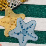 Cocteleras Arrecife con Bordado de Estrella de Mar en Algodón Azul. Set de 4