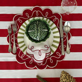 Manteles Individuales María con Bordado Ivory en Terciopelo Rojo, set de 4.