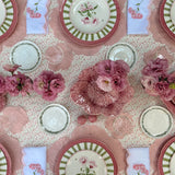 Cocteleras Flor Hibiscus en Loneta de Algodón Rosa pastel. Set de 4