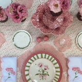 Individual Flor Hibiscus en Loneta de Algodón Rosa Pastel. Set de 4