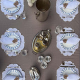 Servilletero de Caballo en Lino Coffe Bordado. Set de 4