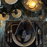 Set de Manteleria Talisman con Individuales y  Servilletas con Servilletero Dorado en Lino Azul Marino