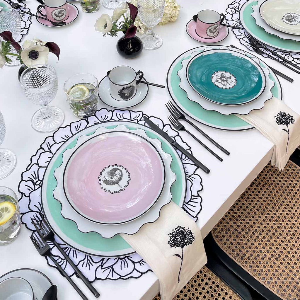 Plato Base Verde Menta Herbariae de Vista Alegre, Set de 4