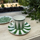 Tazas Espresso con Plato Identidad Verde. Set de 4