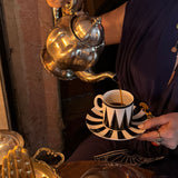 Tazas Espresso con Plato Identidad Negro. Set de 4