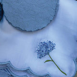 Coctelera Flor Hortensia en Loneta de Algodón Azul Pastel. Set de 4