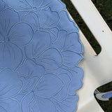 Individual Flor Hortensia en Loneta de Algodón Azul Pastel. Set de 4