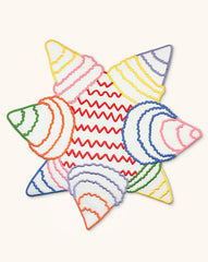 Individuales Posada en Lino Blanco con Bordado de Piñata de Colores. Set de 4