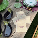 Juego de 4 Servilletas de coctel Bordadas con frases de Buenos Modales Set 1
