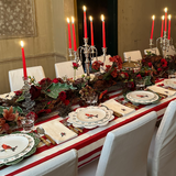 Servilletas en Lino Blanco con Bordado de Muérdago. Set de 4