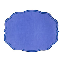 Individuales Sofía en Lino Azul con Bordado Azul. Set de 4