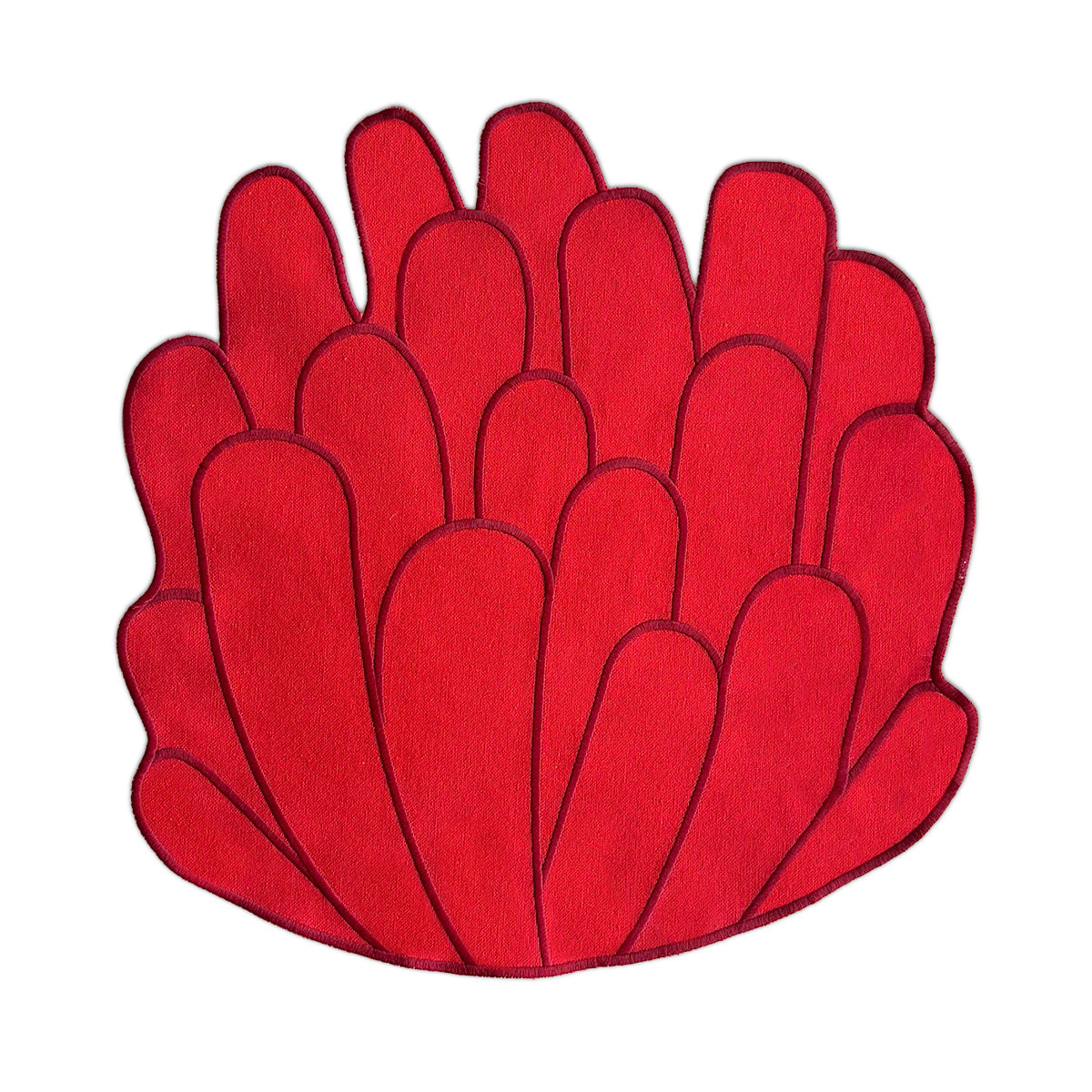Mantel individual de algodón en forma de anémonas de mar en color rojo, marca Zash