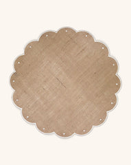 Individual Big Daisy de Yute con Orilla Bordada en Ivory. Set de 4