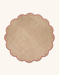 Individual Big Daisy de Yute con Orilla Bordada en Rojo. Set de 4