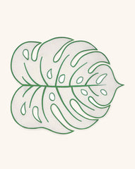 Individual Tropic de Hoja Arena con Orilla Bordada en Verde. Set de 4