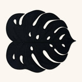 Individual Tropic de Hoja en Lino con Orilla en Negro. Set de 4